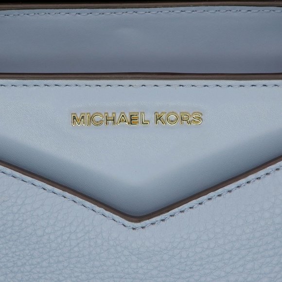 Michael Kors Small Whitney Purse Pebbled Blue Leather Tote Shoulder Bag - Picture 5 of 8